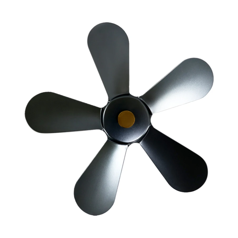 

Burner Warm Energy-Saving Fireplace Fan Blade 5 Blades Low Noise Winter Wood Stove Efficient Household Living Room Heat Powered