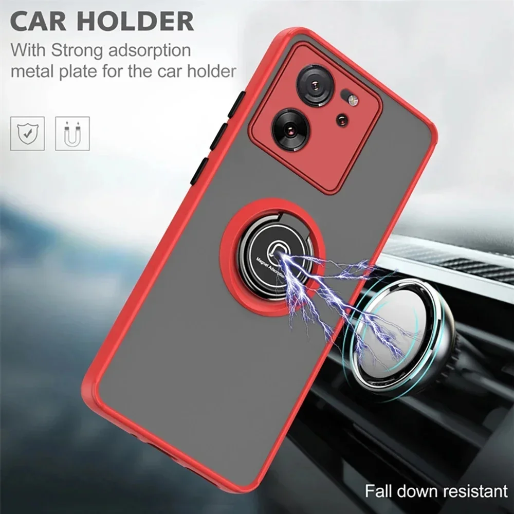 Matte Magnetic Ring Shockproof Case - Sleek Protection Cover