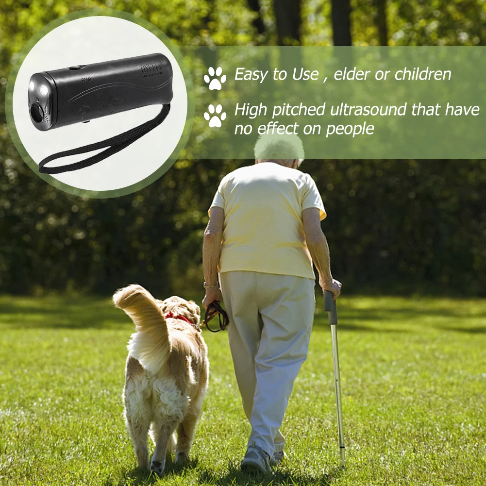 Dog Bark Deterrent Pet Bark Arrester 3 in 1 Dog Whistle Anti Barking Device Ultrasonic Dog Repeller Stop Barking Control Training Tool with Light
