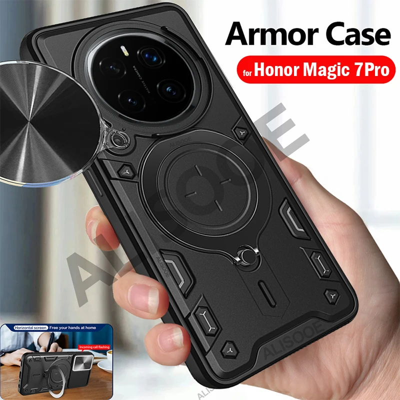 Enhanced Protection Armor Case with Slide Camera Cover and Ring Stand