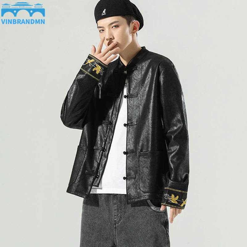 

Chinese Style Clothing Men's High-end Suede Embroidered Jacket Tang Suit Plus Size Long-sleeved Jacket Retro Hanfu Men's Jacket