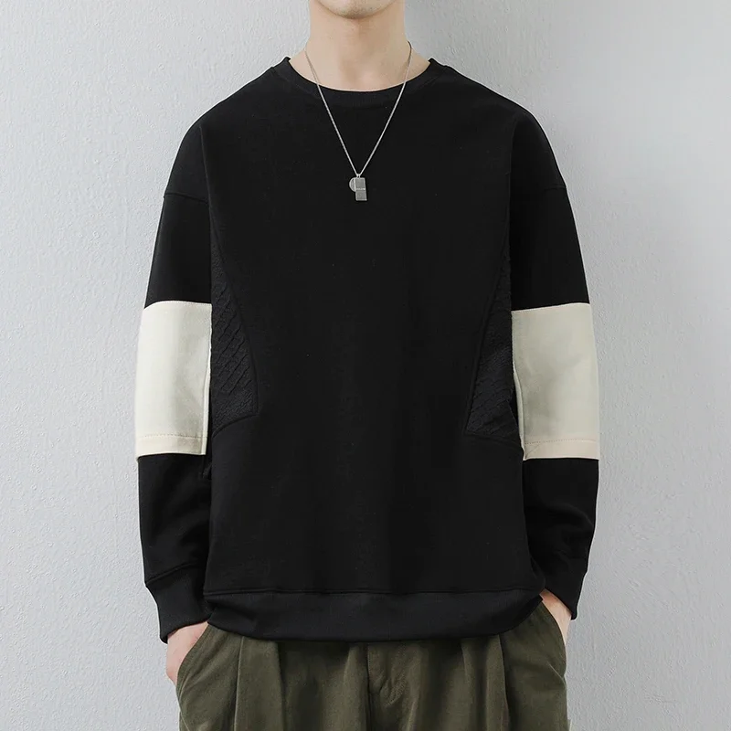 

Spring and Autumn Leisure Men's Sports Loose American Fashion Brand Versatile Youth Round Neck Long Sleeve Panel Hoodie