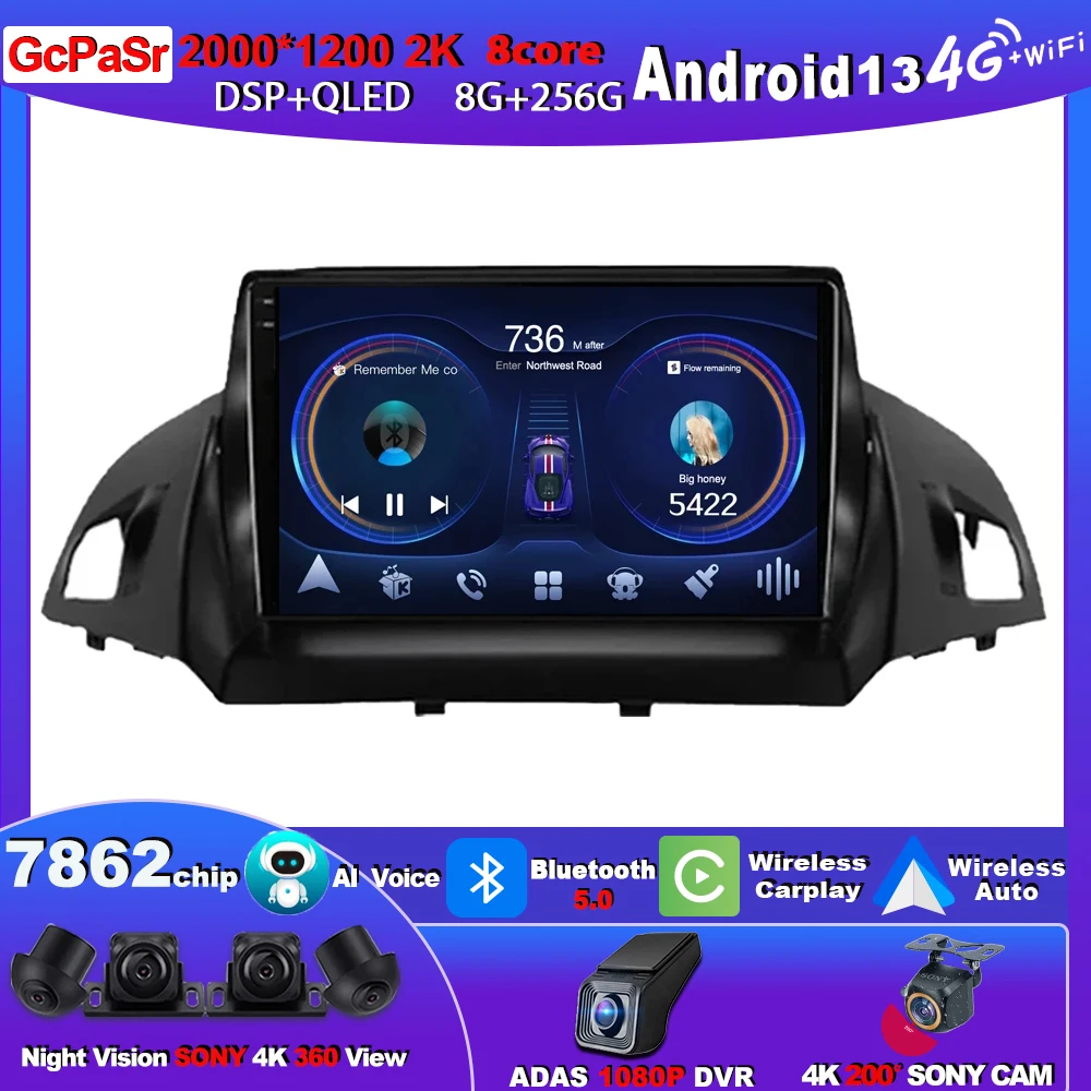 

Android For FORD C-MAX KUGA 2 ESCAPE 3 2012 - 2019 CAR Multimedia Automotiva Pantalla CARPLAY Coche Radio Auto Stereo Bluetooth