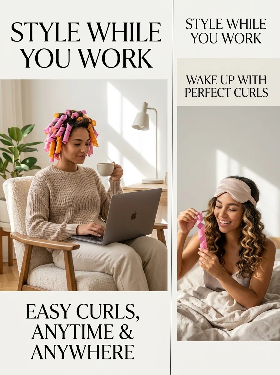 Heatless Spiral Hair Rollers Set for Effortless Overnight Curls