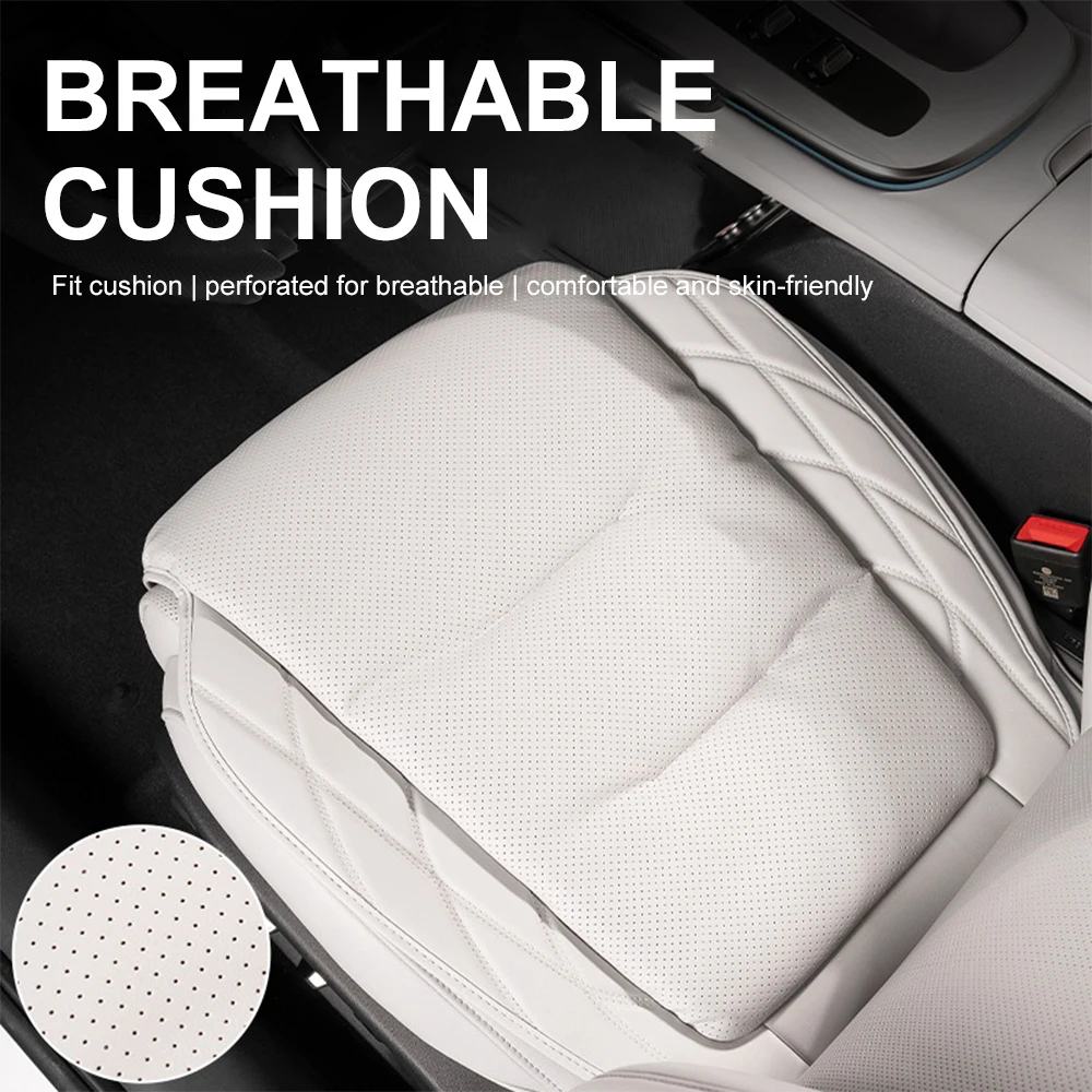 New Comfort Car Seat Cushion Cover for Mercedes Benz/BMW/Audi Breathable Nappa Leather All Season Universal Seat Cushion Thicken