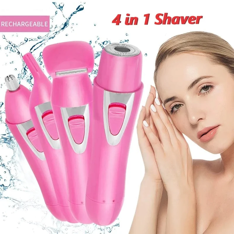 

USB Rechargeable Protable 4 In 1 Epilator Trimmer Hair Remover For Women Body Facial Eyebrow Razor Mini Skin Care Machine