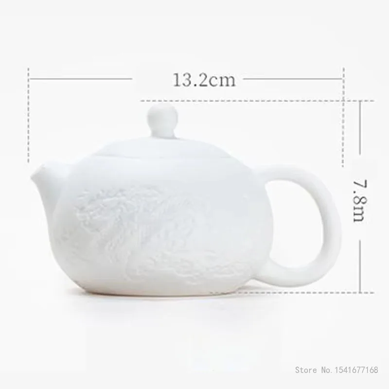 Chinese High Grade Porcelain Teapots, Sheep Fat Jade White Porcelain, Kung Fu Ceramic Household, Handmade, 220ml Single Pot, New