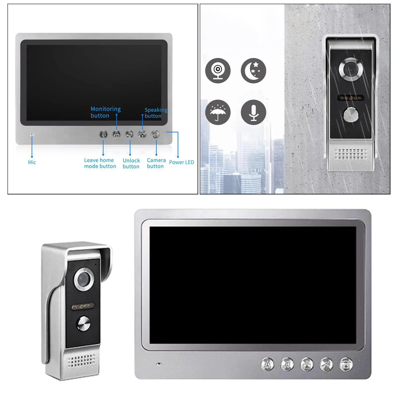 2.4G Door Phone 9" Camera  Support Smartphone Remote  Record