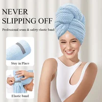 Microfiber Hair Towel Extra Large Wrap Quick Dry Hair Towel Wrap With Elastic Band , Ultra Absorbent Soft Hair Towel Wrap Turban 2