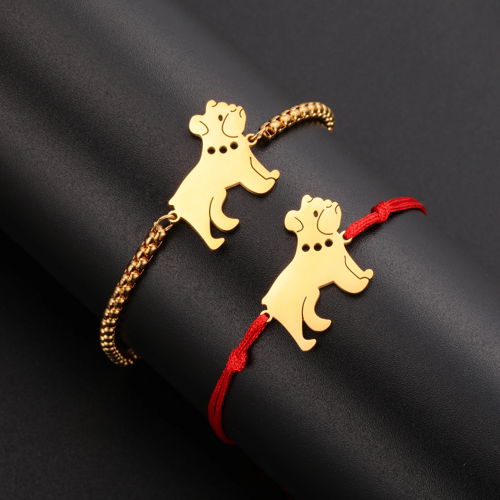 Cute Pet Labrador Dog Charm Bracelet Stainless Steel Wax Rope Bracelets for Women Girl Jewelry - PeticaDeals