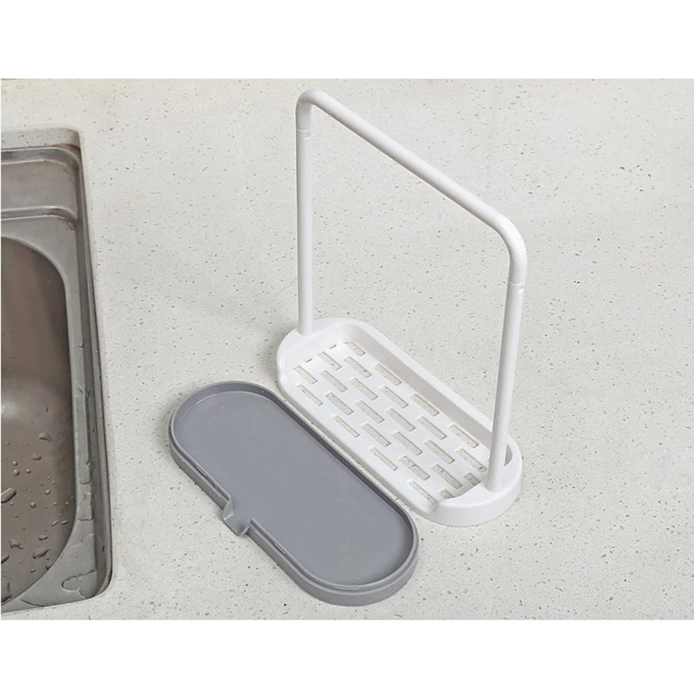 

Rag Soap Rack Plastic Countertop Organizer Rack Removable Dishcloth and Sponge Drying Rack(Beige)
