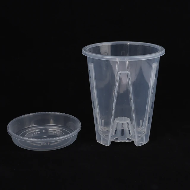 1Dc Gyökérvezérlés Átlátszó Virágcserép Tálcával A Falaenoppákhoz Orchidea Ültetés Sztómával Virág Edény Otthoni Kertész Dekorációval - Image 4