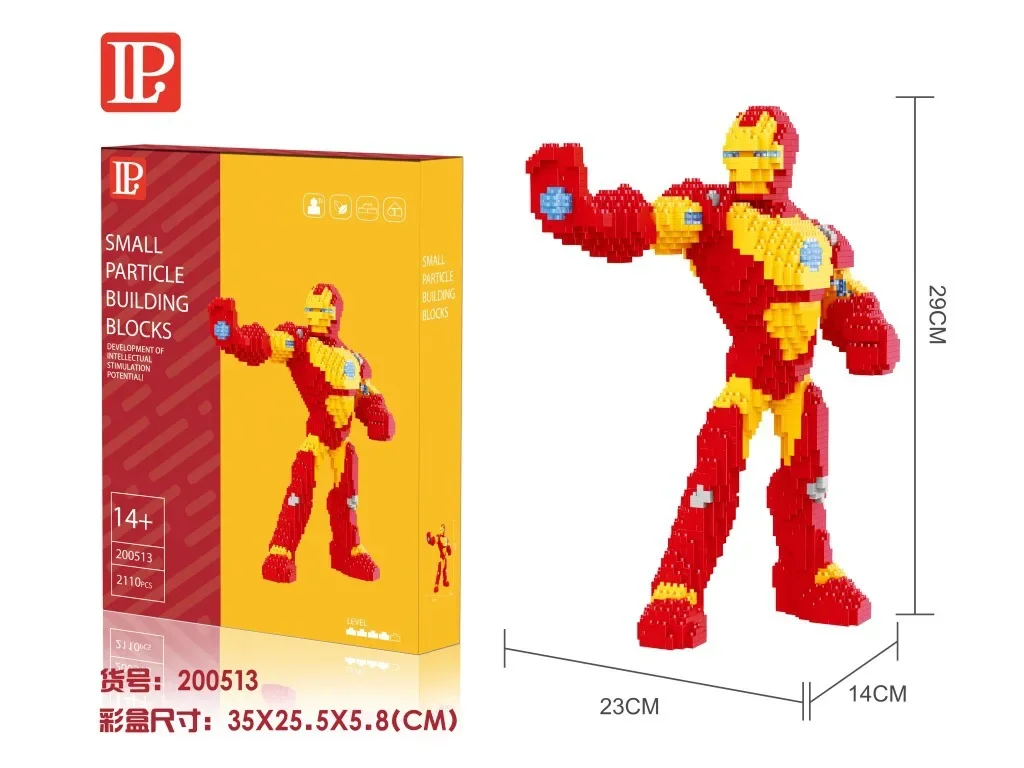 thumbnail image 1 of Bloques de construcción en miniatura de Marvel, Spiderman, Iron Man, Hulk, superhéroes, modelo ensamblado, Capitán América, minifiguras de ladrillos, juguetes para niños, 1 of 4