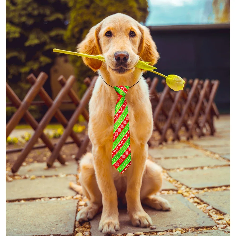 10/30/50Pcs Pet Dog Accessories Christmas Style Big Size Pet Dog Necktie Adjustable Dog Collar Bow ties For Medium Large Dog 5