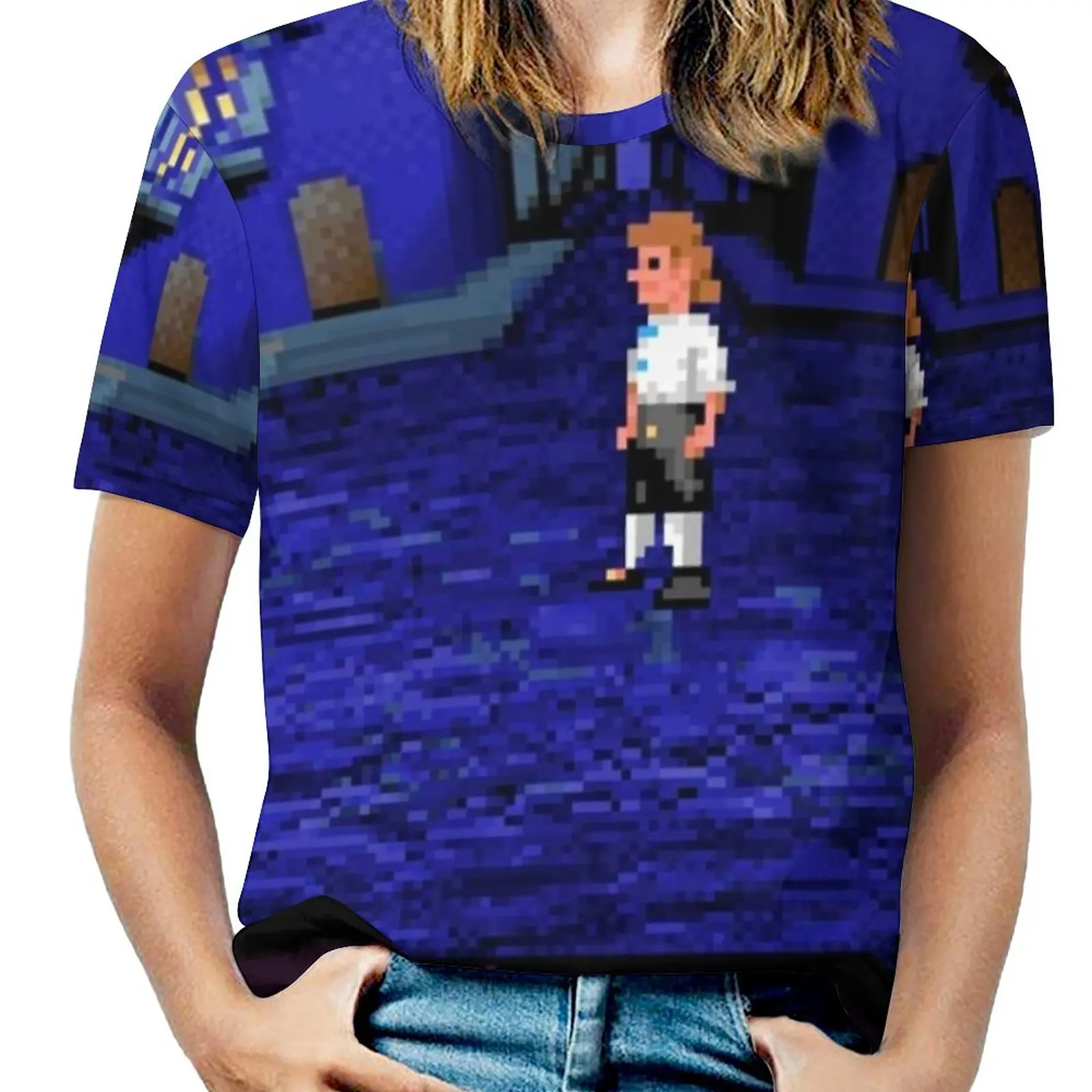 Melee Island Street (Monkey Island 1) T-Shirt Donna Girocollo Casual Manica Corta Top Summer Tees Melee Island Melee Map