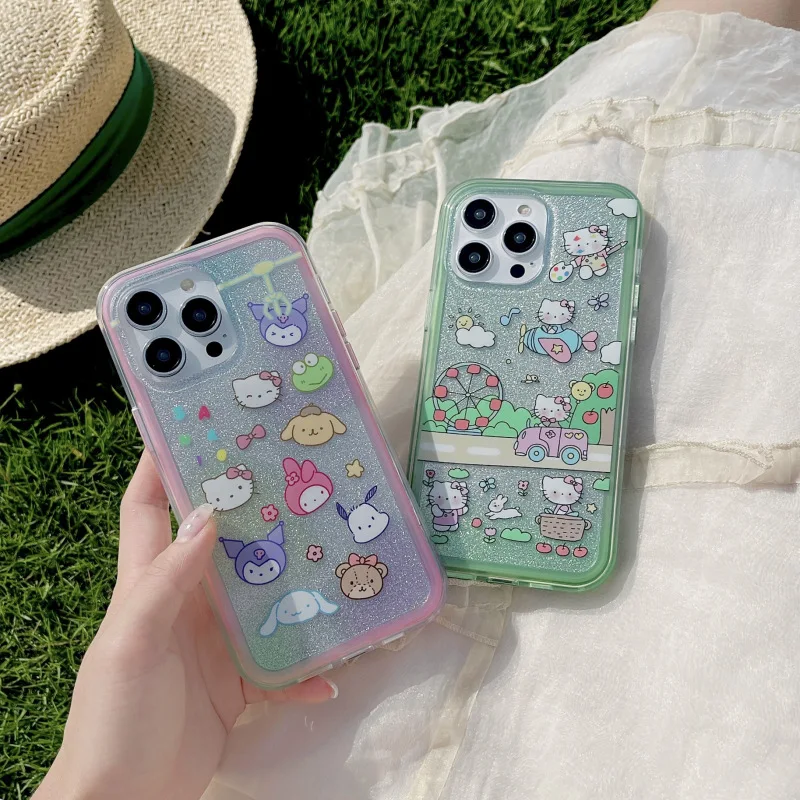 Kawaii Sanrio Anime Cartoon Iphone Case Cute Hello Kitty Kuromi Iphone 12 13 14 15 Pro Max Case Originalità Regali Per Ragazze Di Halloween