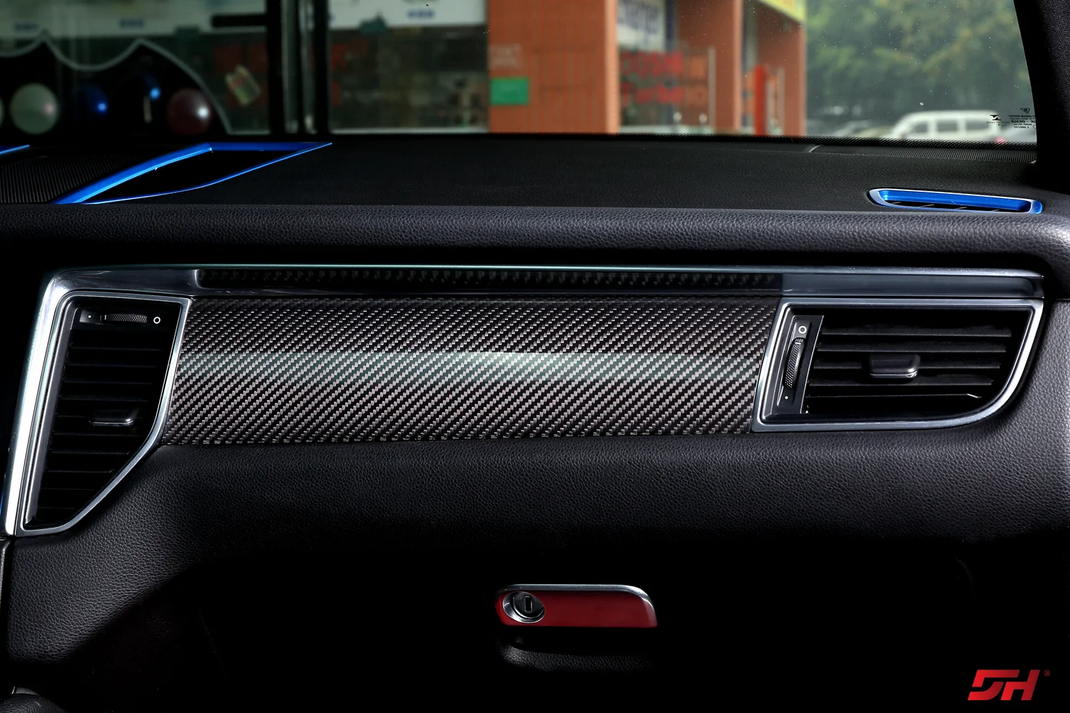 7pcs Car Carbon Fiber Interior Trim Kit Center control panel decorative