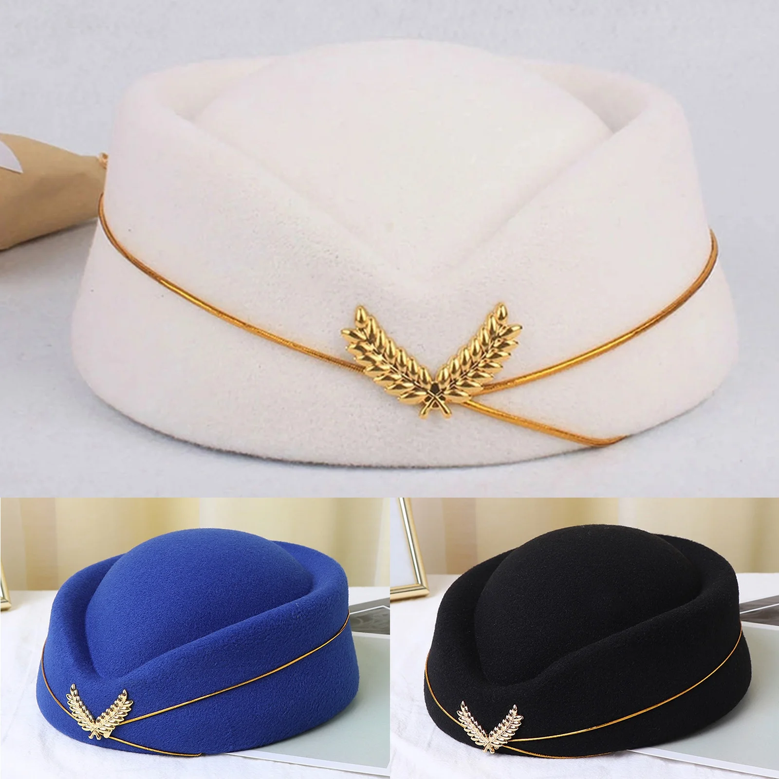 

1Pcs Stewardess Hat Beret Hat Women Air Hostesses Hat Party Cosplay Formal Uniform Caps Accessory Party Hats Costume MON