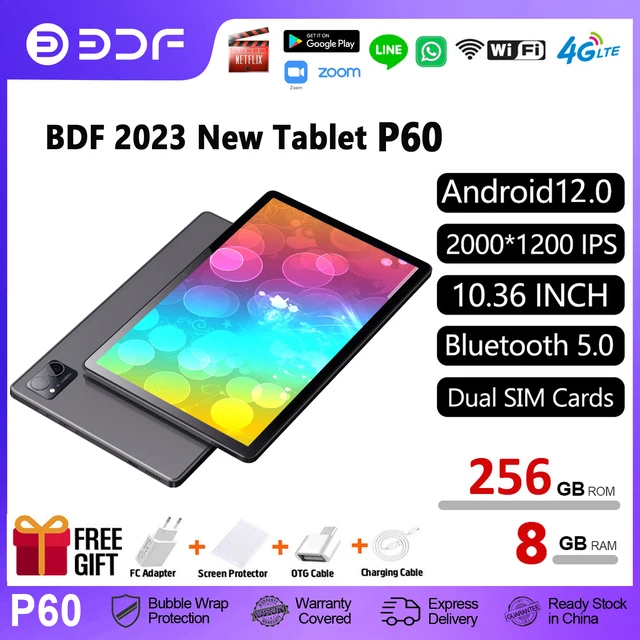 Firmware globale BDF Pad 2023 Tablet Android 12 10.36 pollici 2000*1200  schermo 2K 8GB RAM 256GB ROM 8000mAh Tablet BDF leggero - AliExpress