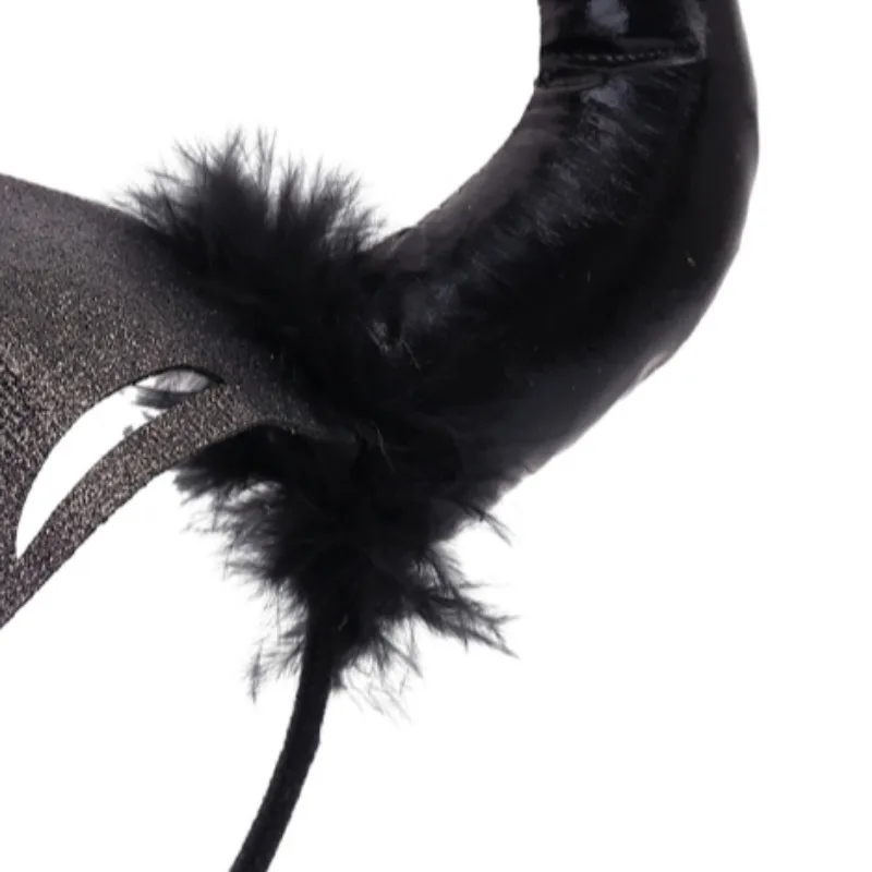 Halloween Witch Ox Horn Headband Light Devil Big Bull Horn Hair Hoop Evil Queen Plush Decorative Hair Band Dark Demon Headwear