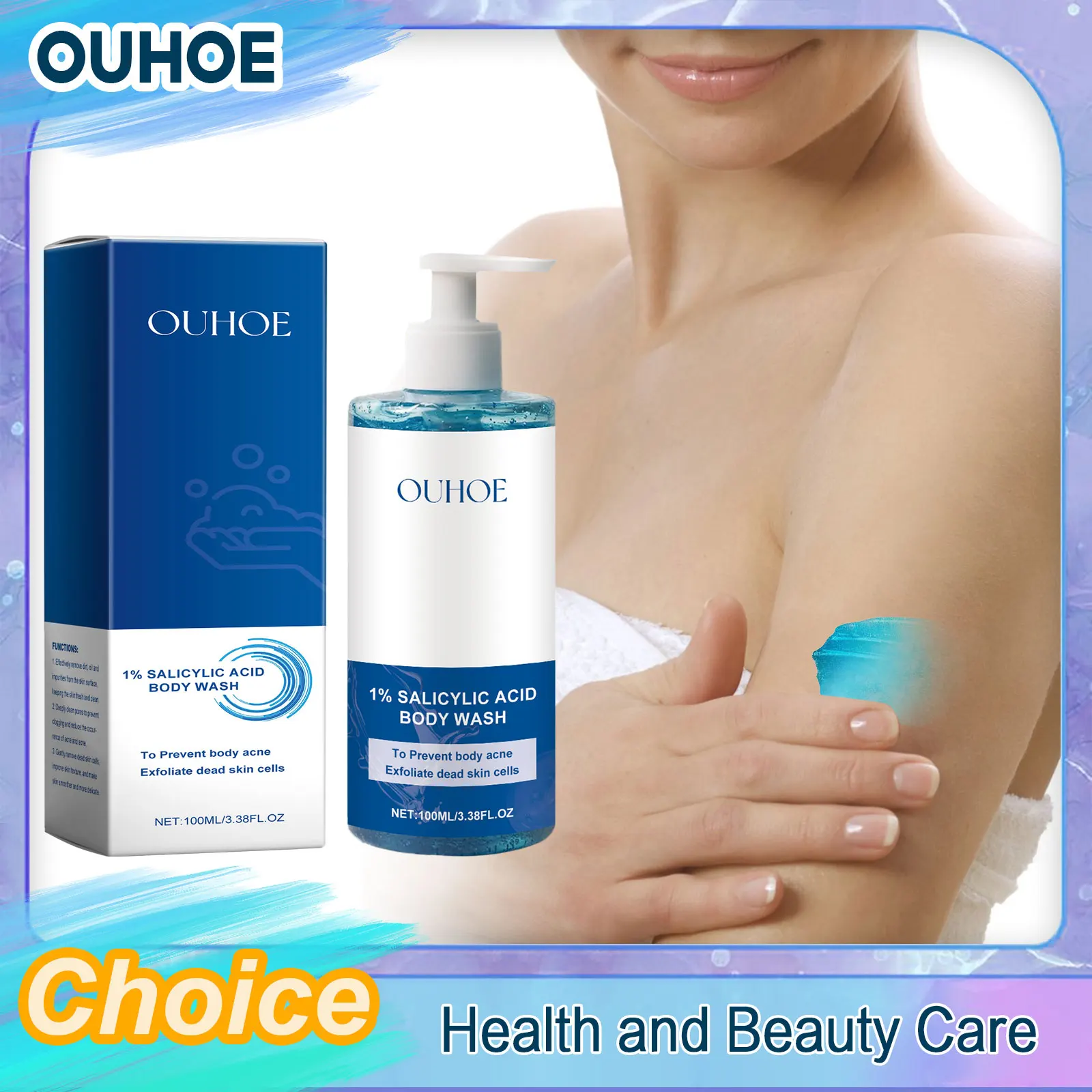 Body Wash Salicylic Acid Body Wash Deep Cleaning Acne Brightening Exfoliator Nourish Shrink Pores Repair Chicken Skin