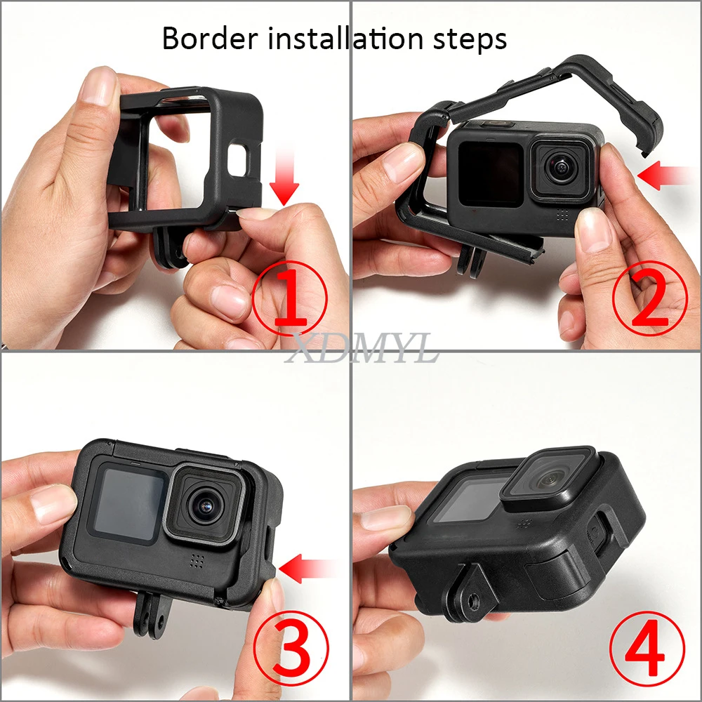 GoPro Hero 12 11 10 9 용 토끼 케이지 보호 프레임, 캠코더 하우징 케이스, 콜드 부츠 포함, 액션 카메라 액세서리