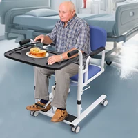 Hydraulic Patient Lift Transfer Chair, 330.7Lbs Nursing Wheelchair for Car, Aid Elderly 180° Split Seat Bathroom Bedside Commode 1