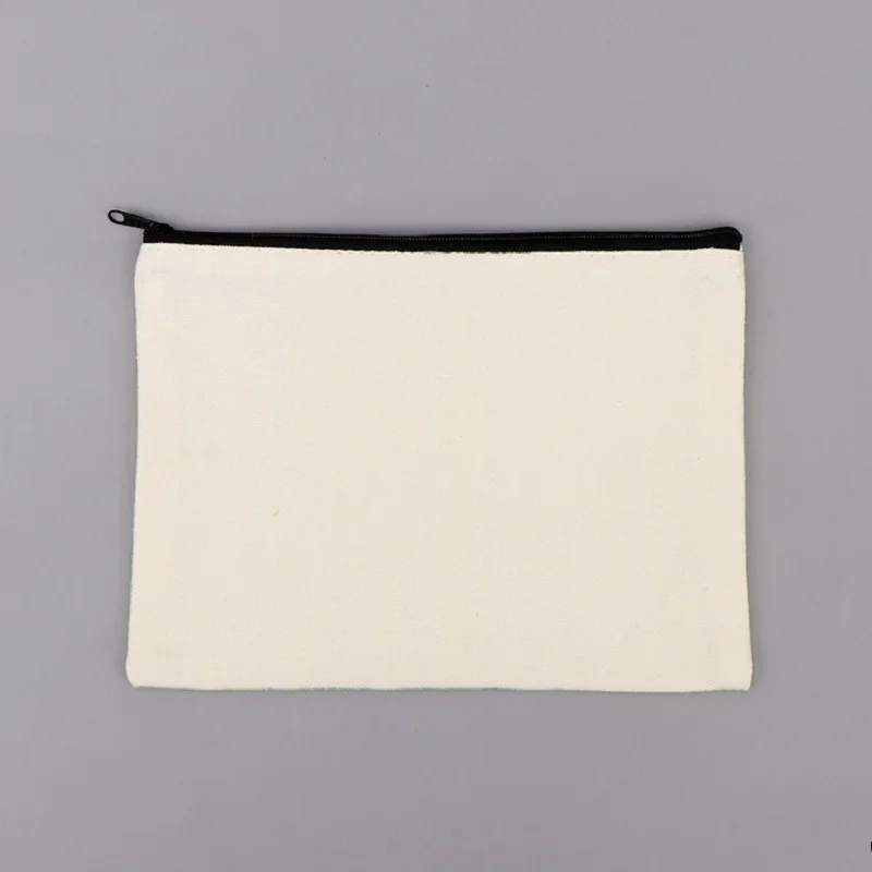 학생 학교 캔버스 지퍼 보관 가방, DIY 블랭크 공예, 연필용 화장품 코튼 파우치, 21x13cm, 3/5 개/로트