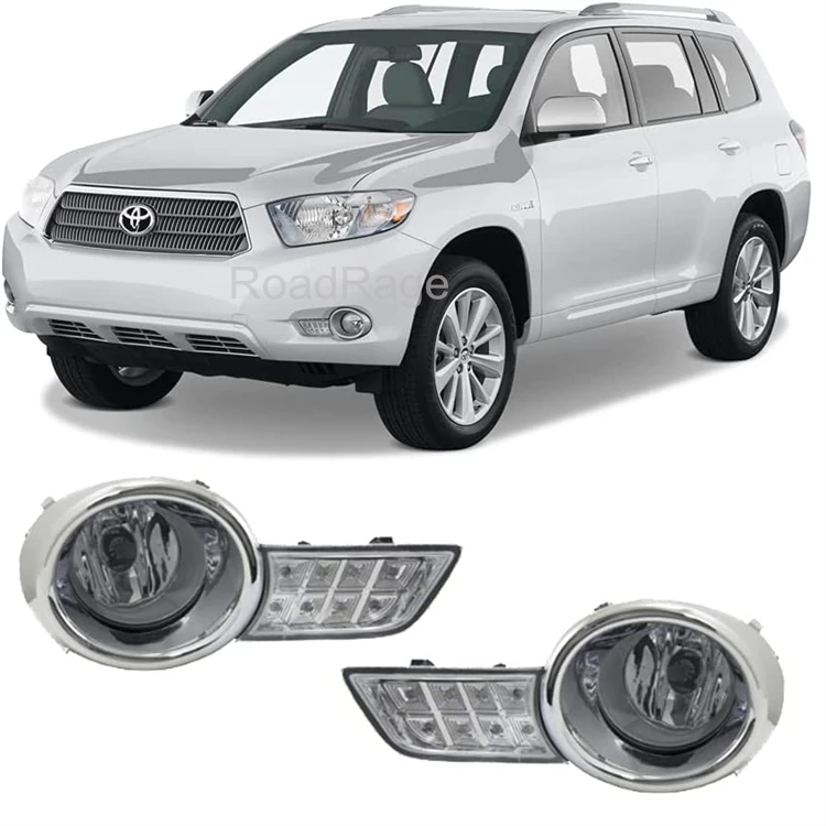 

LED Fog Lights Lamps with Bezels Assembly Set For Toyota Highlander 2008-2010