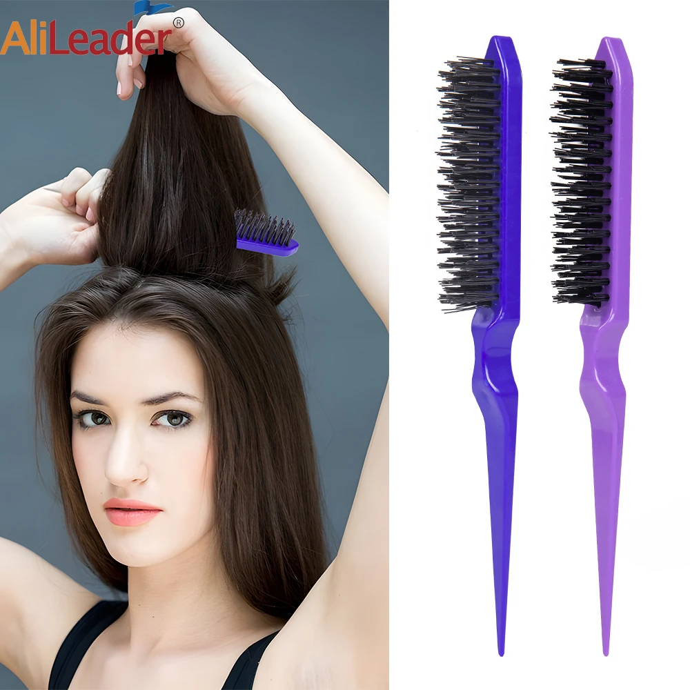 

Salon Teasing Back Hair Brushes Nylon Slim Line Teasing Tease Hair Brush Rat Tail Combs For Back Combing Three Row Hair Brush