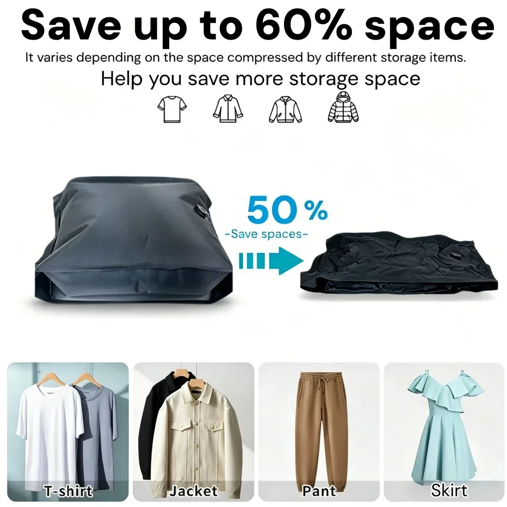 Space-Saving Travel Compression and Storage Bags - Airtight, Waterproof, Roll-Up Luggage Organizer