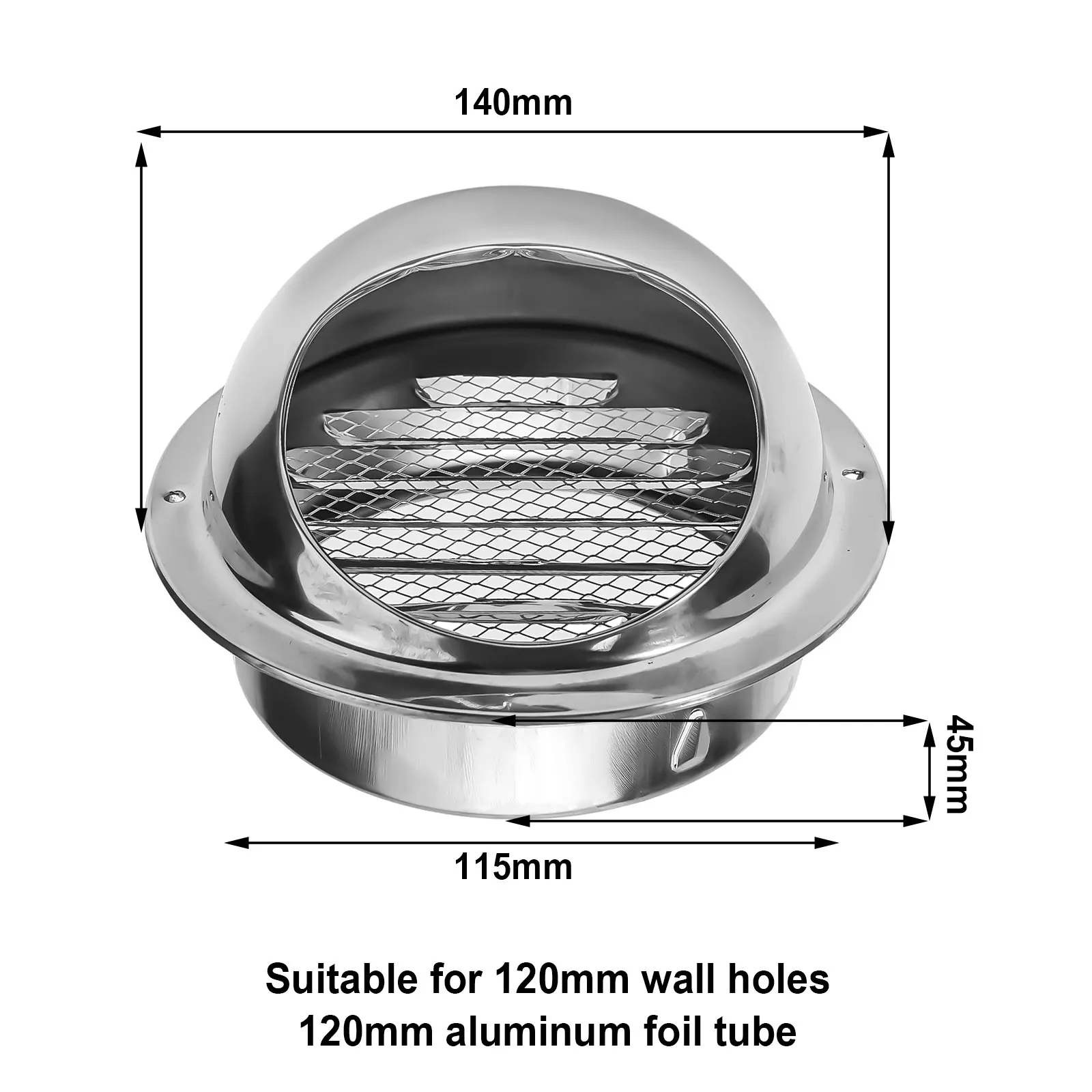 Stainless Steel Vent Cap 75/80/100/120/150/160/180/200MM For Exterior Wall Air Outlet Grille Round Heating Cooling Vent Cover air vent grille air vent cover