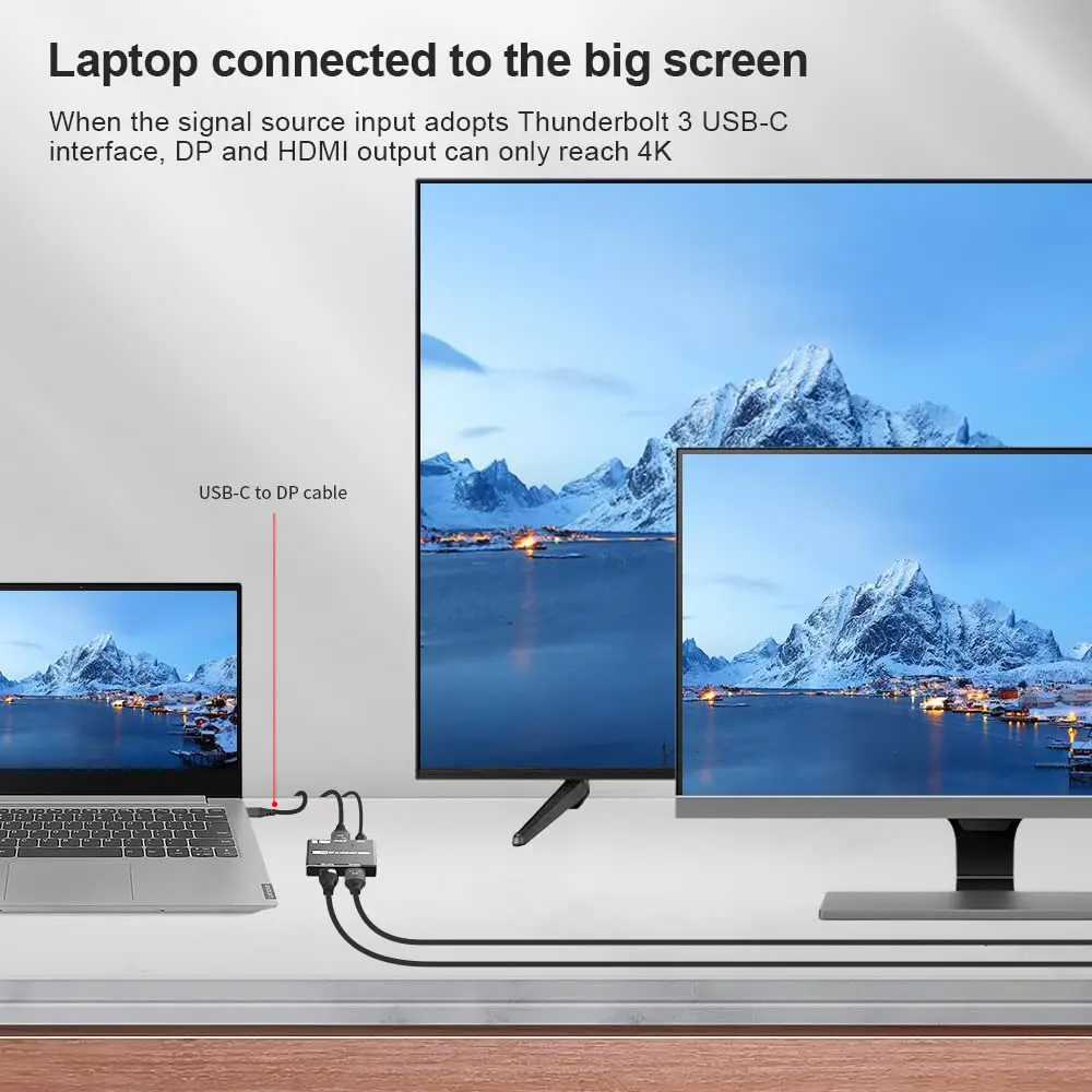 DP1.4 to HDMI ȣȯ ÷ Ʈ й, UHD 1x2 MST SST , DP HD  ÷ й HDR 4:4:4, 8K @ 30Hz, 4K @ 120Hz