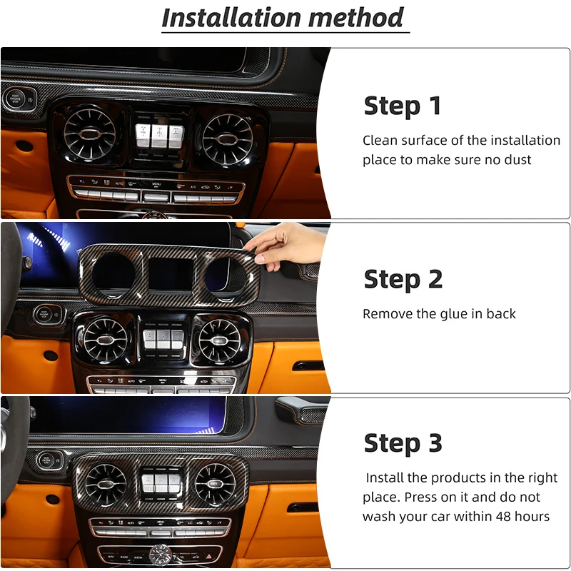 For Mercedes-Benz G-Class W464 2019-2022 ABS Carbon Fiber Interior Kit Dashboard Console Gear Shift Panel Cover Trim Stickers