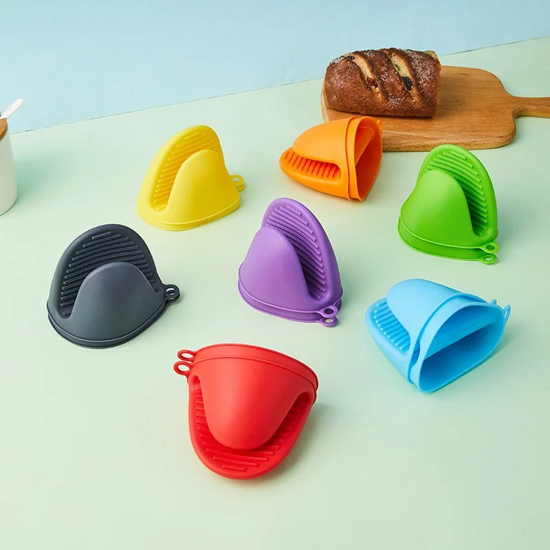 Silicone Oven Mitts 2pcs Thicken Baking Microwave Oven Glove Heat Insulation Anti-slip Grips Bowl Pot Clips Kitchen Gadgets
