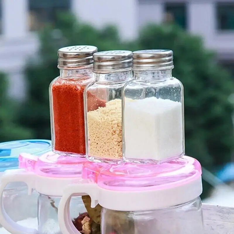 Transparent Seasoning Bottle Pepper Seasoning Storage Tray Outdoor Barbecue Seasoning Sprinkling Jar Seasoning Storage Bottle