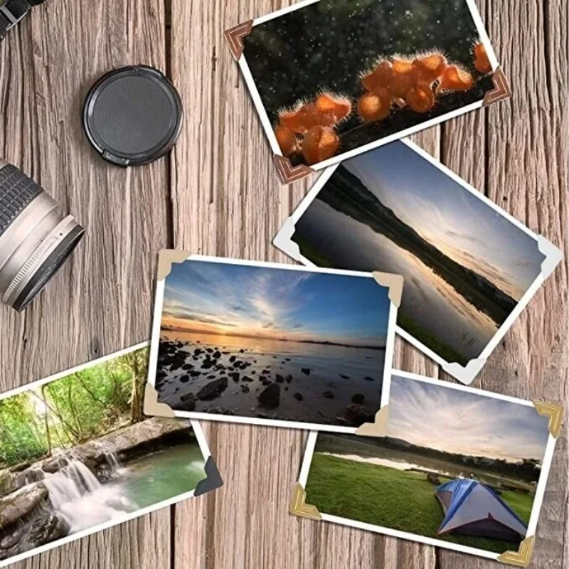 Photo Album Corner Stickers 120/24PCS DIY Vintage Corner Kraft Paper Stickers for Self-Adhesive Photo Album Accessories Scrapbooking Picture Protect Decor