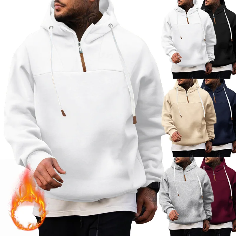 Mens Thick Hooded Sweatshirt Casual Autumn Winter