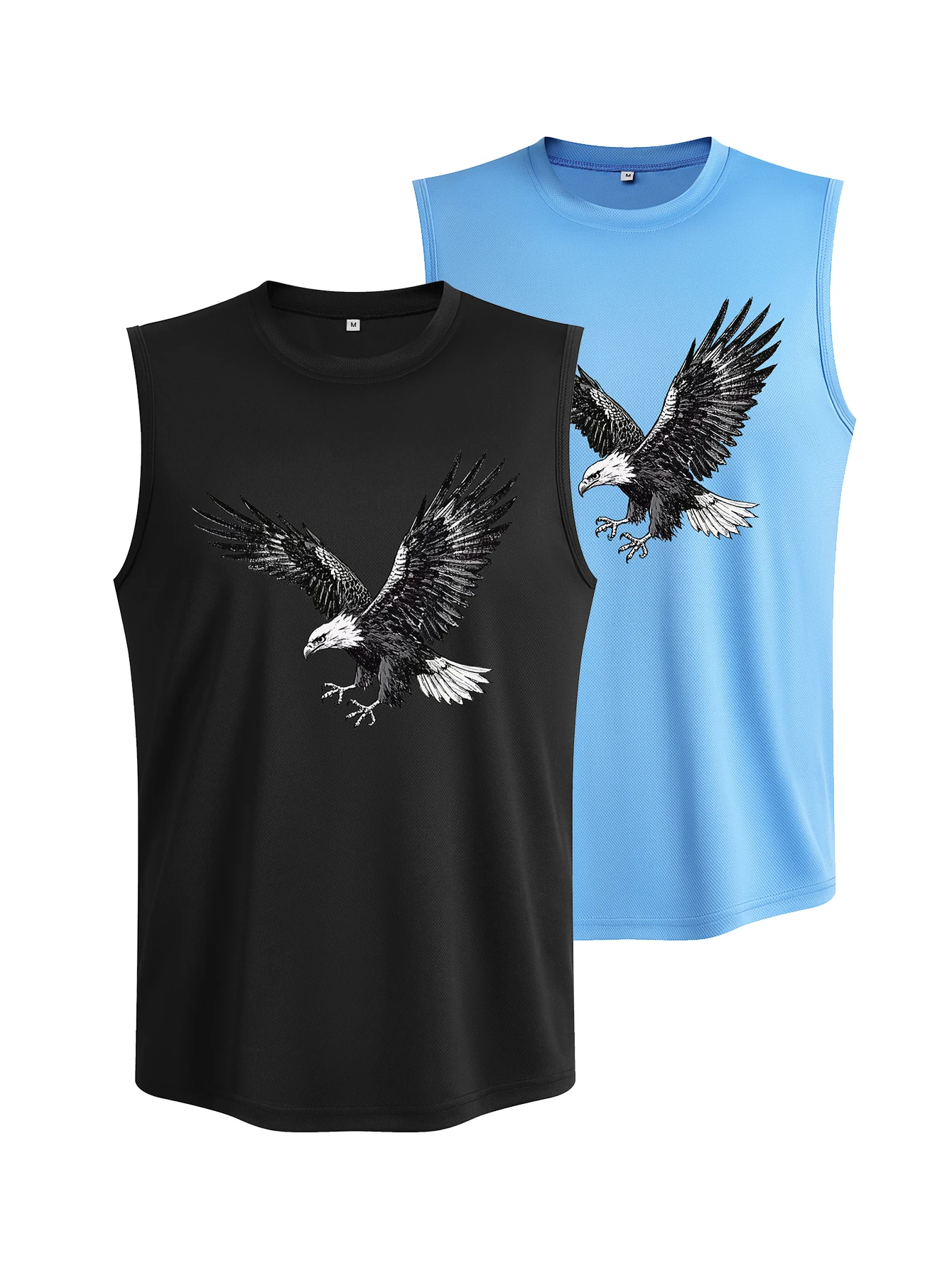 Toqucl 2 pacote masculino malha respirável esportes regatas tamanho padrão impressão moda leve masculino topos camisa