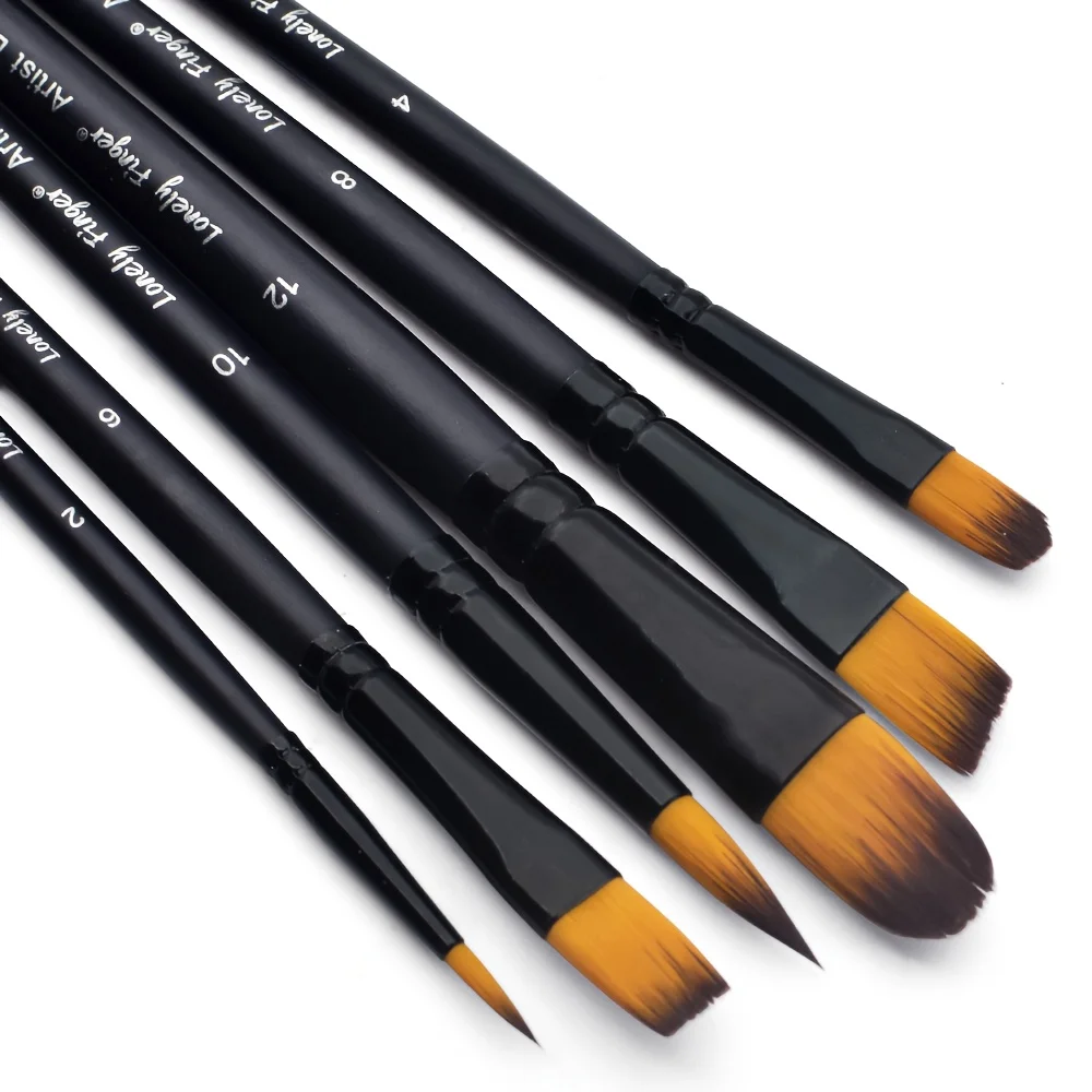 6pcs Acrylic Paint Brushes Set Different Nylon Tips for Acrylic Oil Watercolor Gouache Artist Professional Painting Kits 3