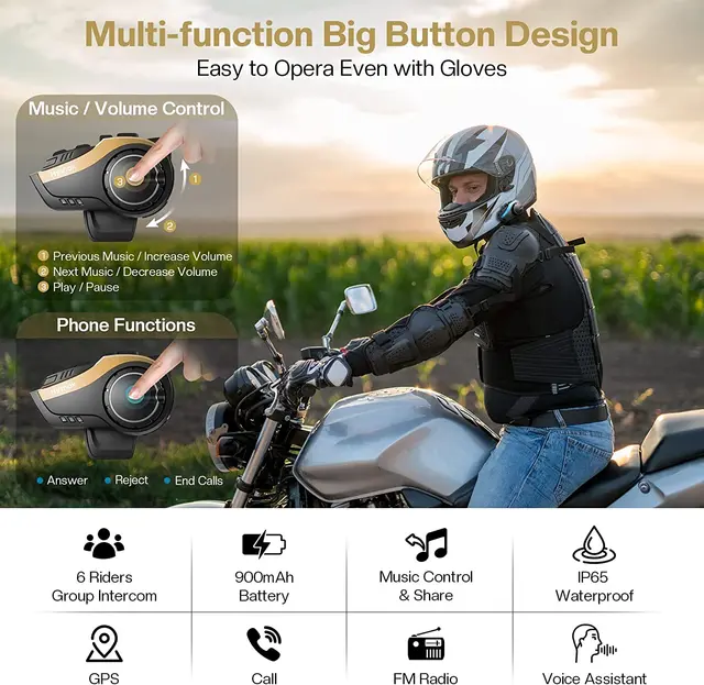 Motorcycle Motorcycle 800M Bluetooth Helmet Intercom Pairing