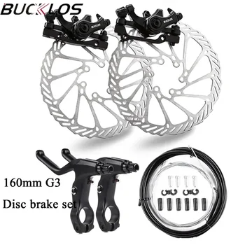 BUCKLOS Set freni a disco per bicicletta IS PM Pinze freno bici Lega di alluminio Freni MTB da strada Leva con cavo Freni Rotore da 160 mm