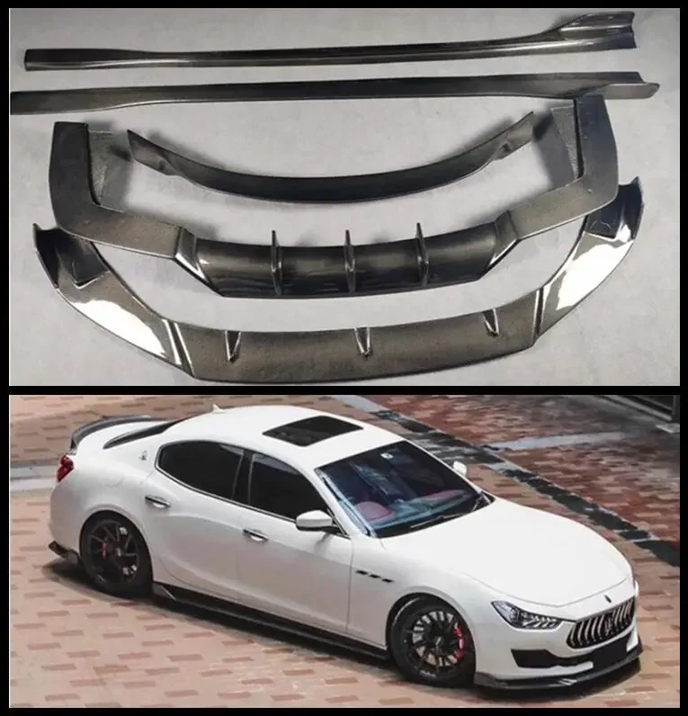 

Carbon Fiber Front Bumper Lip Rear Spoiler Trunk Diffuser Side Skirt Body Full Kit For Maserati Ghibli 2018 2019 2020 2021 2022