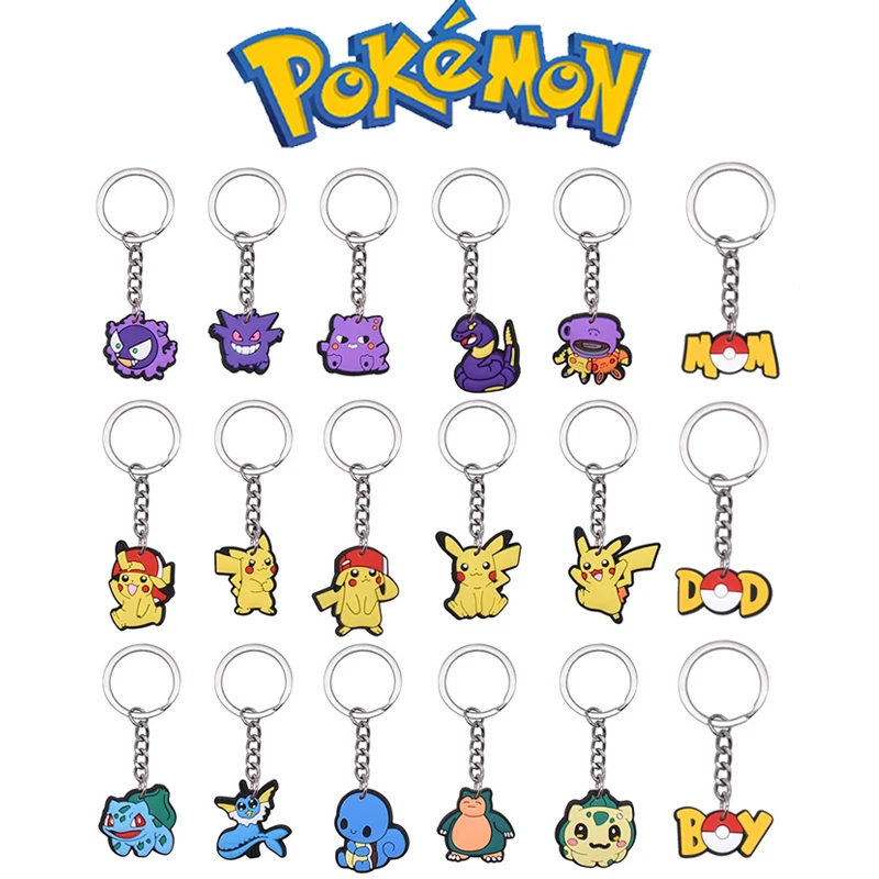 

Pokemon Anime Pikachu Psyduck Pvc Soft Rubber Keychain Cute Cartoon Snorlax Squirtle Backpack Pendant Decoration Holiday Gift