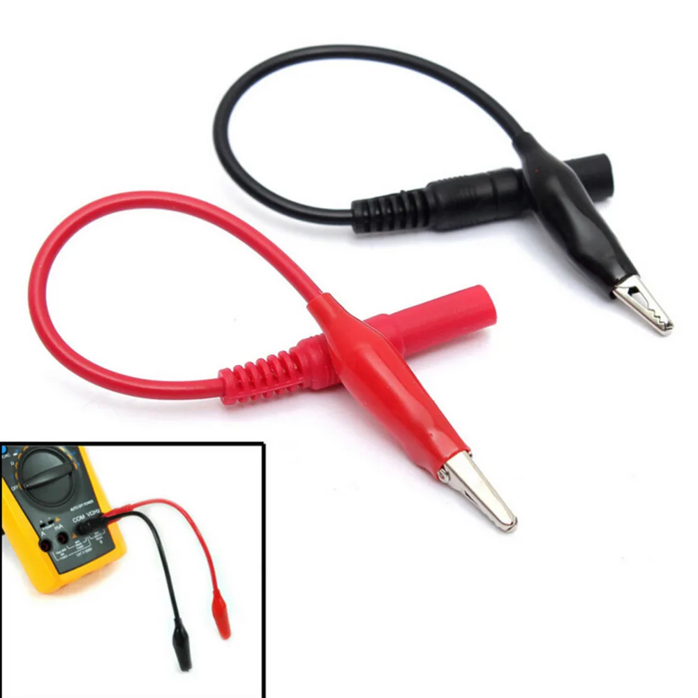 

2pcs Alligator Cilp to AV Banana Plug Test Cable Lead Connector Dual Tester Probe Crocodile Clip for Multimeter Measure Tool