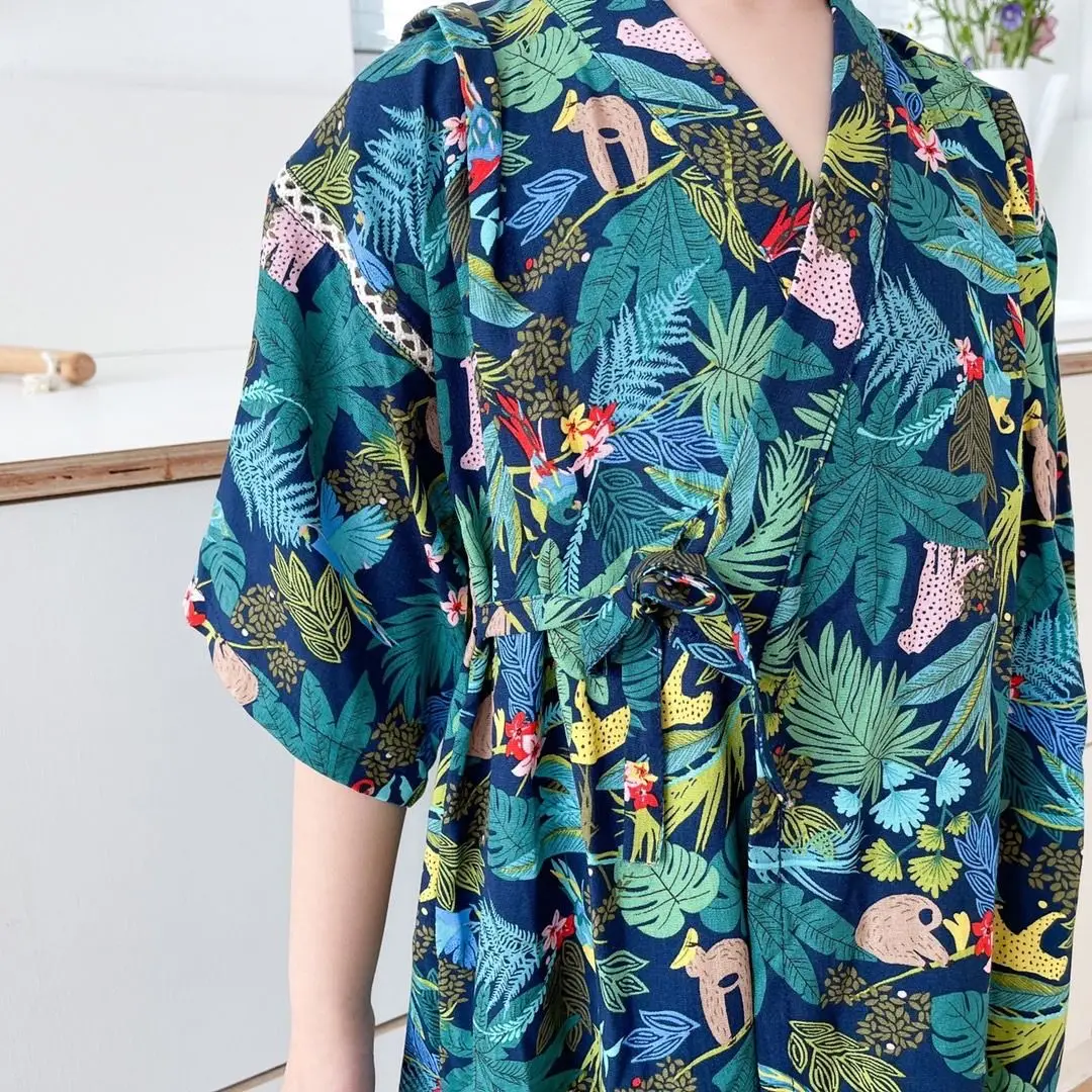 Description Picture 6 of item2022 New Children's Cartoon Printed Sleepwear 2-Piece Cotton Japanese Kimono Yukata Set Children's Short Sleeve Homewear LC959