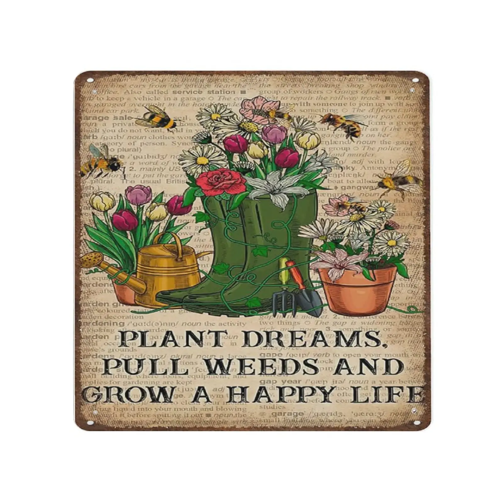 

Durable Thick Collectable Metal Sign,Gardening Tin Sign, Flower Poster, Garden Lover Gifts,Vintage Wall Decor