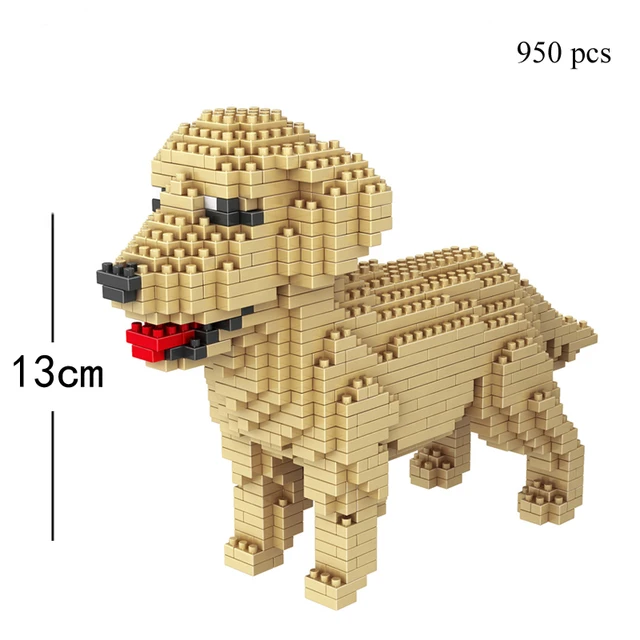 KNEW BUILT Dog Model Mini Building Block Toys Set for Kid Boy Girls Adult Beginner Teddy Hughes Corgi Collie Pet Style Bricks - Retriever in bag