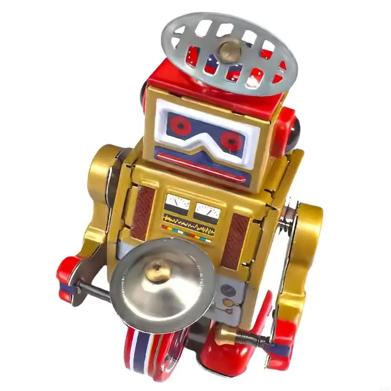 A5YC Toy Tinplate Robot Drummer Classical Wind Up Toy For Adults and Teens
