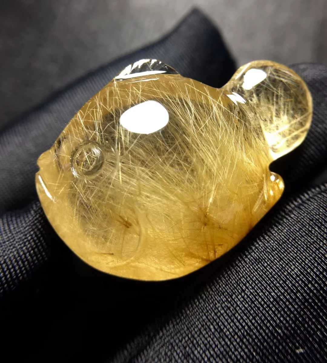 

Подвеска из натурального золота с рутилированным кварцем, ювелирные изделия из рутилированного кварца 31*23,6*13,6 мм, резная рыба, для мужчин и женщин, Бразилия, AAAAAAA